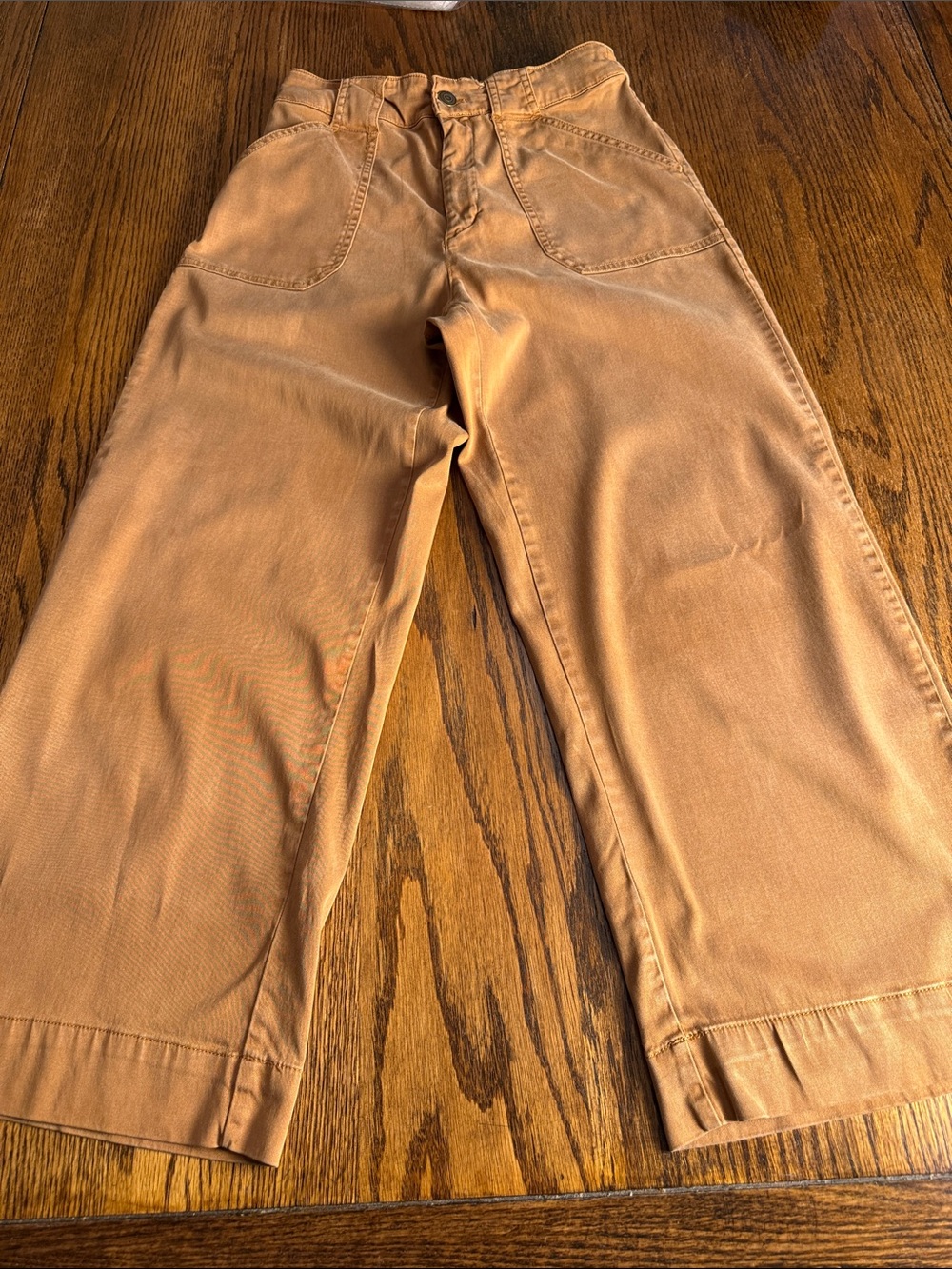 Wide Leg Cropped Utility Pants Joie Tan Lyocell Cotton Size 8